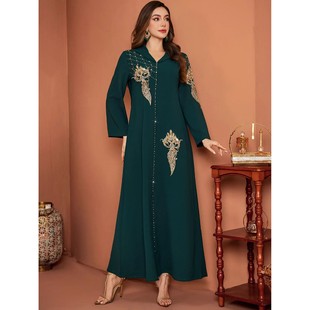 Dress Women  Diamond Embroidery Hooded Long Dresses Vestidos