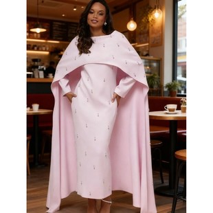 EID Women Pearl Diamond Cape Embellished Luxury Caftan Vest