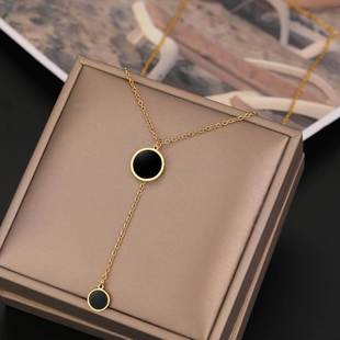 Stainless Steel Necklaces Round Minimalist Light Luxury Pend