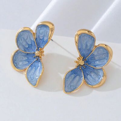 Exquisi Drop Oil Blue Flower Sud Earrings for Women Romanic