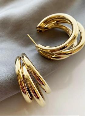 Gold and Silver color round Drop Earring for Women Alloy n