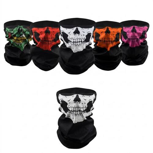 Skull Print Balaclava Face Mask Windproof Neck Gaiter Tube S