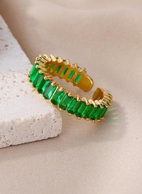 Colored Zircon Stainless Steel Rings for Women Luxury Gold P