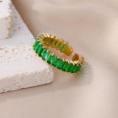 Colored Zircon Stainless Steel Rings for Women Luxury Gold P