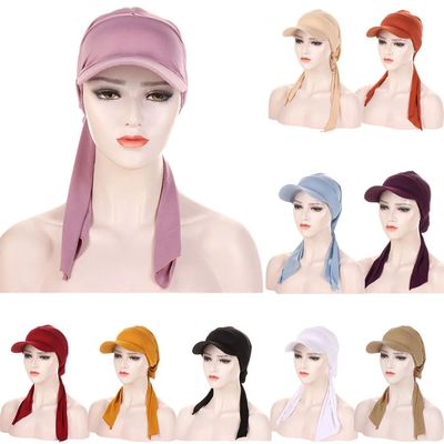 Women Bandana Brim Cap Sun Visor with Pre-Tied Turban Caps H