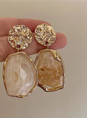 Korea 2026 New Geomery Irregulariy Resin Sud Earrings for Wo