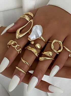 Ingemark 12Pcs/Set Vintage Irregular Water Drop Rings for Wo