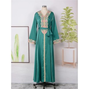 Party Dress for Women Jalabiya Lace-up  Long Dresses s Woman
