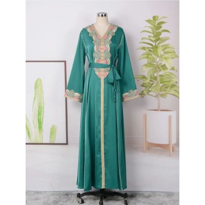 Party Dress for Women Jalabiya Lace-up  Long Dresses s Woman