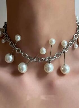 Exquisi Imiaion Pearls Tassel Chains Necklaces for Men Women