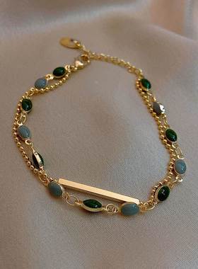 Retro Double Layer Bracelet For Women Fashion Resin Beads Ch