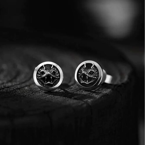 Retro Snakehead Earrings for Men Stylish and High-end Three-