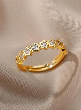 Korean Fashion Zircon Star Rings For Women Stainless Steel C