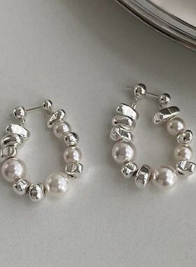 925 Silver Needle Pearl Drop Earrings for Women Exquisie Swe