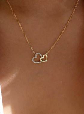 Romantic Simple Small Heart-shaped Necklaces Exquisite Cryst