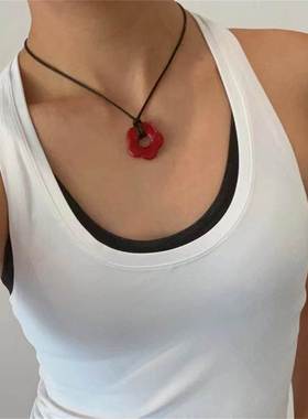 Colorful Flower Pendant Necklace for Women Girlfriend Gift H