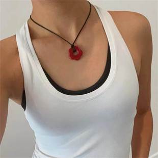 Colorful Flower Pendant Necklace for Women Girlfriend Gift H