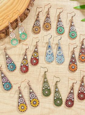Versaile emperamen meal earrings, bohemian color drop-shaped