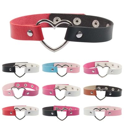 Neo-Gothic Two-tone Spliced ??PU Leather Choker Punk Rock Lo