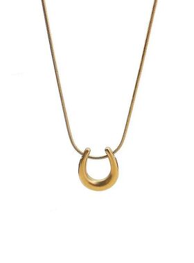 nding Gold Color Horseshoe Necklace Minimalist Initial U-Sha