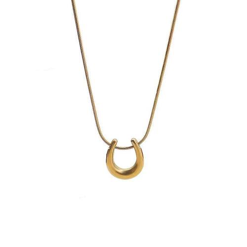 nding Gold Color Horseshoe Necklace Minimalist Initial U-Sha
