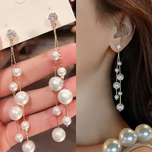 Large and Small Imiaion Pearl Dangle Earrings for Women Bead