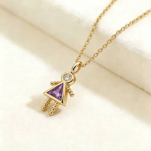Cute Cute Birthstone Child-Shaped Necklace Zircon Copper Cou