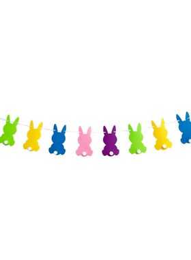 Easer Banner Rabbi Tail Garland wih Colorful Bunny Sign, Eas