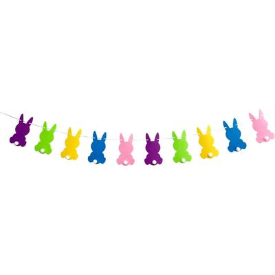 Easer Banner Rabbi Tail Garland wih Colorful Bunny Sign, Eas