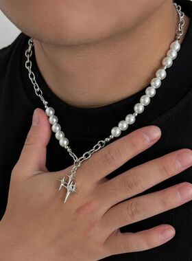Hiphop Rock Four-Poined Sar Pendan Necklaces for Men Women I