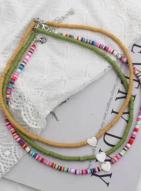 Natural Shell Beads Necklace Korean Fashion Heart Boho Polym