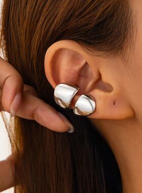 Vinage Meal Smooh Clip Earrings Women ndy Glossy C Shape No