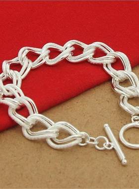 925 Sterling Silver Bracelet Double Circle Interlocking Brac