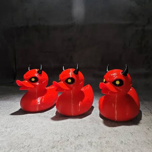 3D Printed Quirky Duck Statue, Devil Duck Dark Satan Duck Go