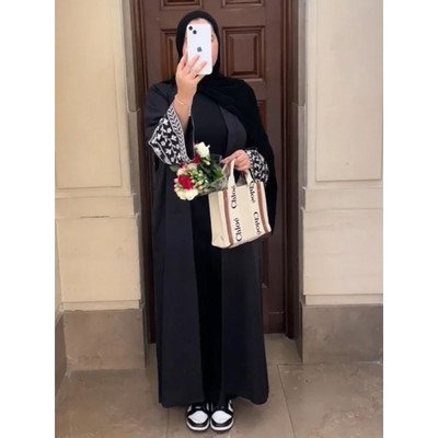 Embroidery Bat Sleeve   For Women  Dress Morocco Black s Kaf