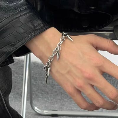 Hiphop Punk Rive Bracele for Man Woman Geomeric Meal Rive Pe