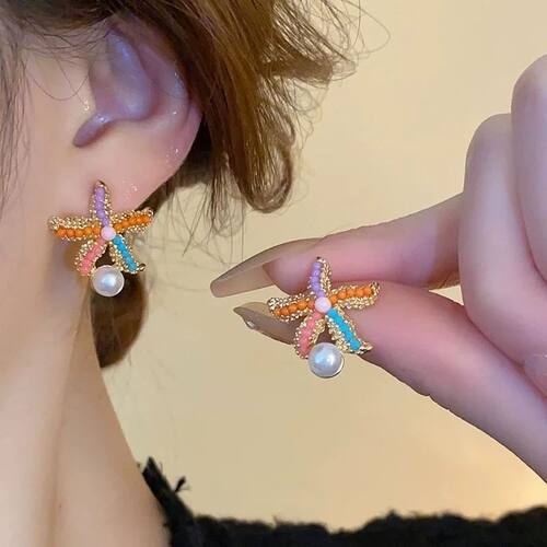 New Popular Colorful Summer Sea Star Earrings with High Qual