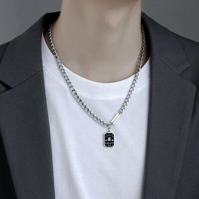 Stainless Steel Cuban Chains Necklace for Men Women Letter I