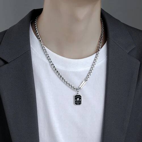 Stainless Steel Cuban Chains Necklace for Men Women Letter I