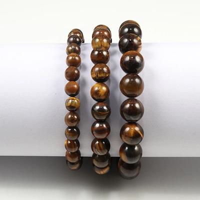 Pulseira de Pedra Natural Tiger Eye para Homens e Mulheres,