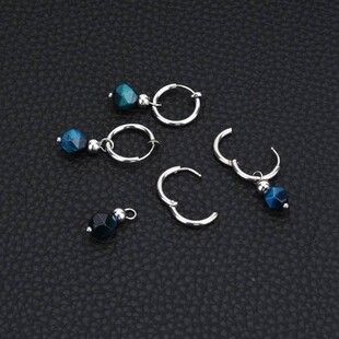 Neutral style ins blue black titanium steel earrings