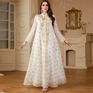 Elegant Embroidery  Dress For Women Jalabiya Party  Long Rob