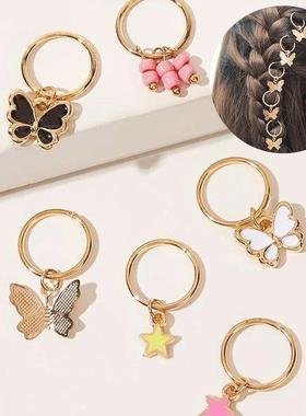 6Pcs Butterfly Star Pendant Hair Clip For Women Braid rendy
