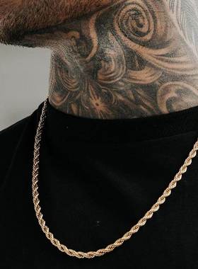 Men Ropes Long Necklace Stainless Steel Minimalist Twist Rop