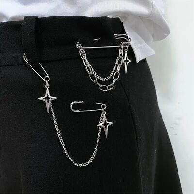 Punk Meal Cross Sar Pendan Brooch for Women Fashion Double-L