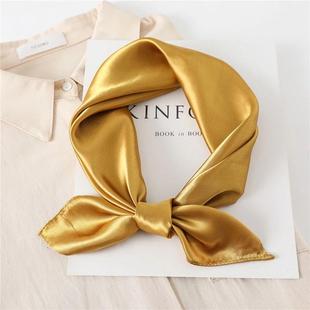 60cm Silk Satin Square Scarf Women Solid Neckercheif Shawl H
