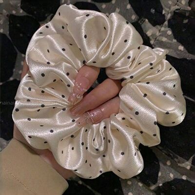1PC French Polka Dot Satin Large Scrunchie, High-End Versati