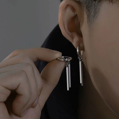 Silver Color Personaliy Long Pendan Earring Men Women Earrin