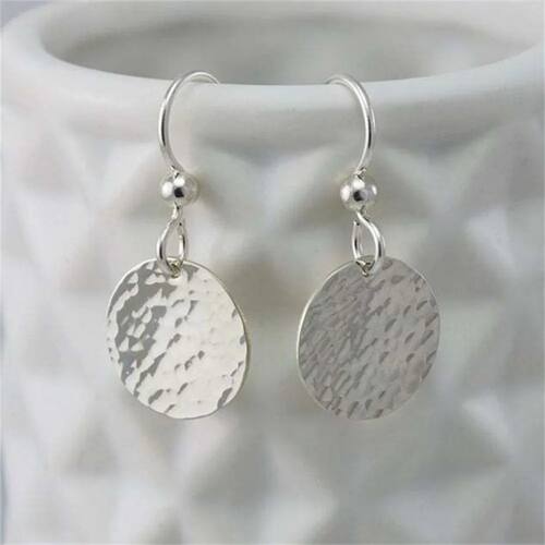 Metal Irregular Textured Round Disc Earrings Geometric State