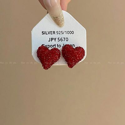 Hong Kong syle high-value red love sud earrings fashionable